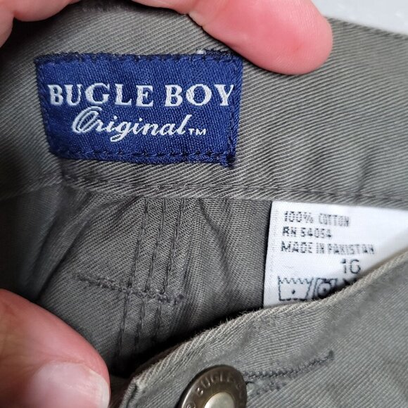 Vintage Bugle Boy Women's 16 High Rise Carpenter Shorts 90's Casual Olive Green - Picture 3 of 5